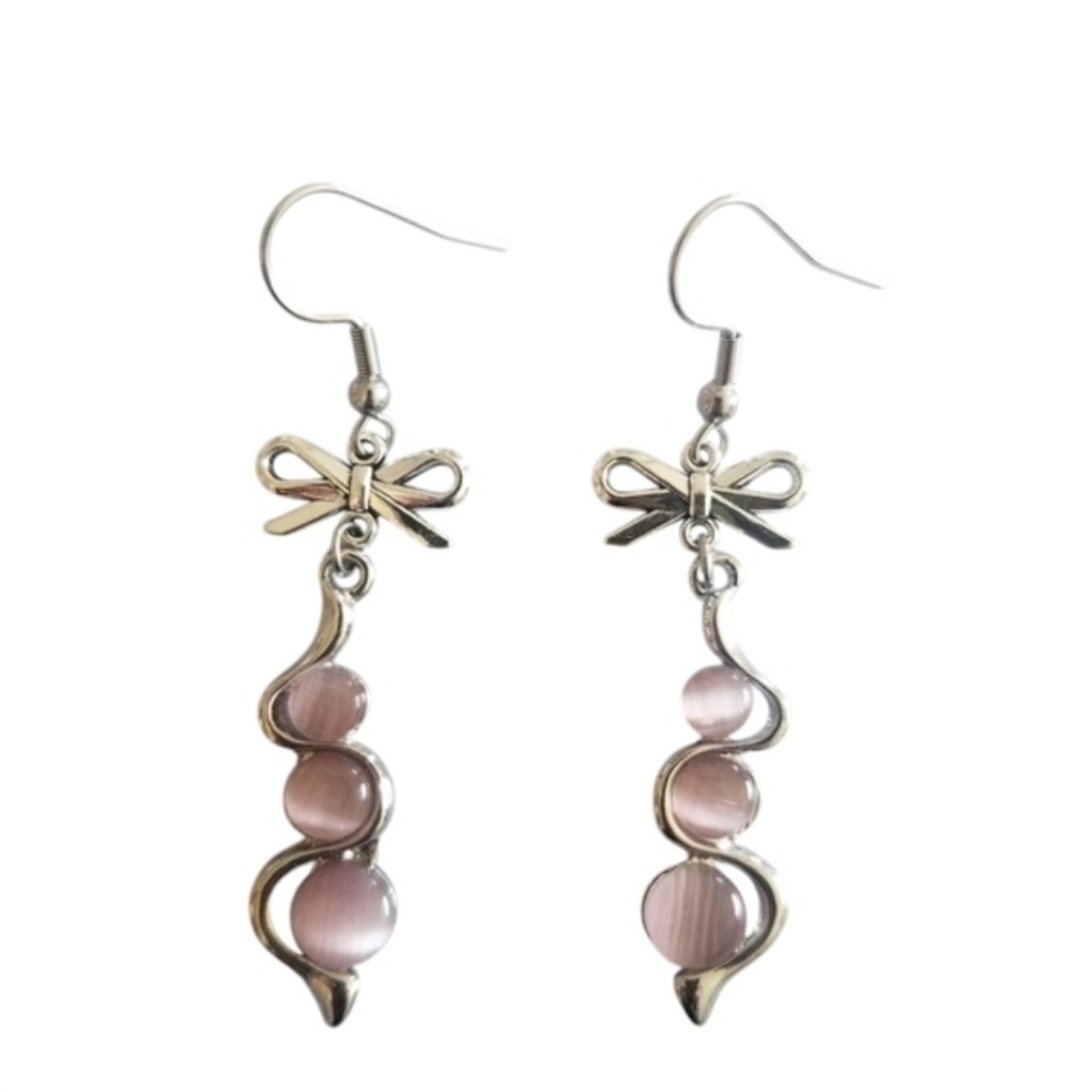 Handcrafted Wavy Gemstone Earrings